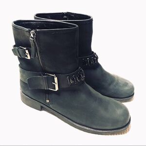 NINE WEST Timothea Black Leather Moto boots size 7.5